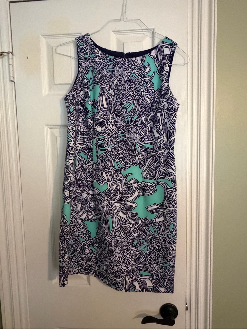 Amanda Lane Floral Sheath Dress in Teal and Navy - Women's